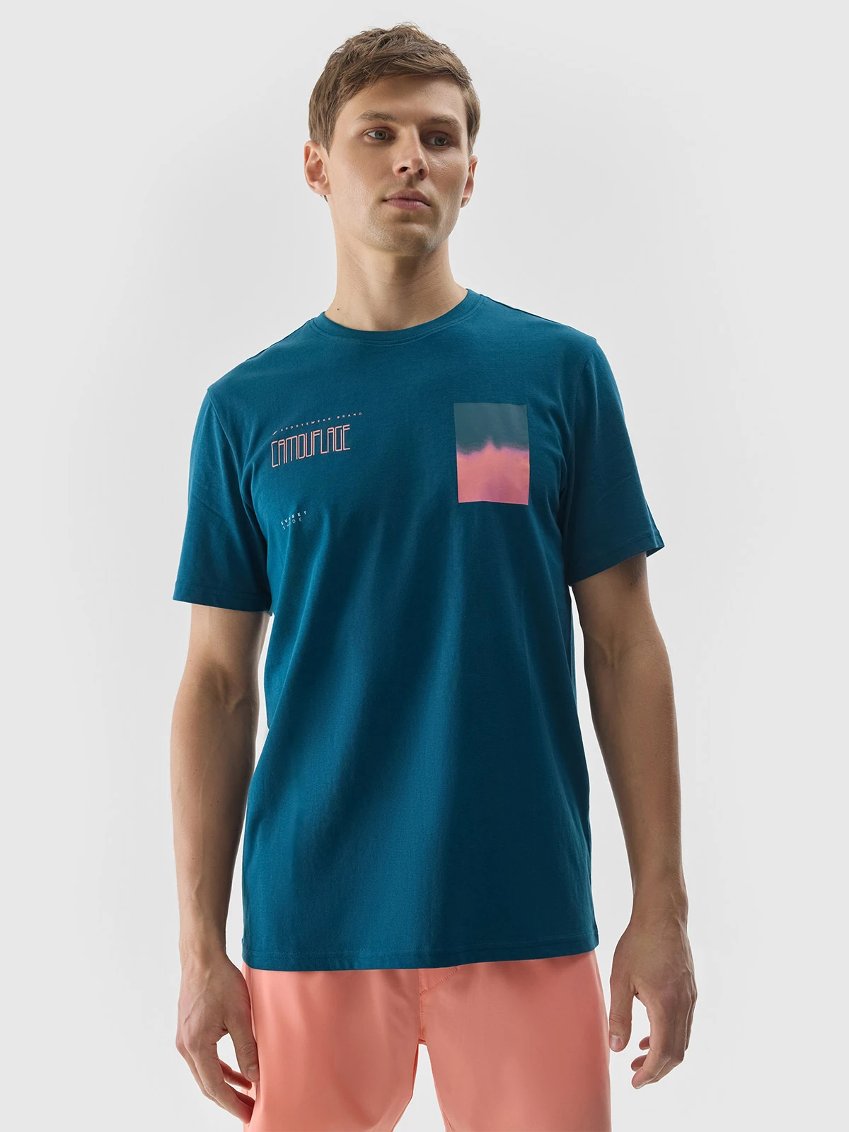 Акція на Футболка бавовняна довга чоловіча 4F Tshirt M1289 4FWSS24TTSHM1289-46S XL Синя з принтом від Rozetka