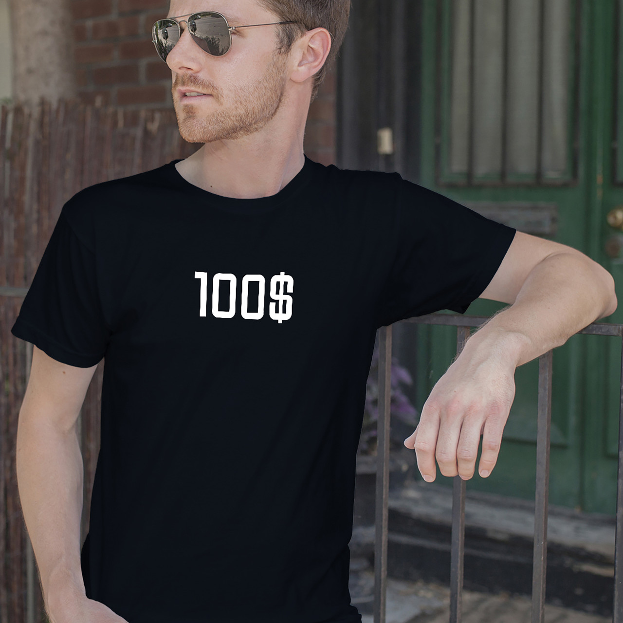 

Мужская черная футболка с надписью - 100 $ L