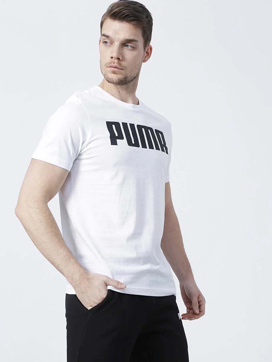 Акція на Футболка бавовняна довга чоловіча Puma ESS PUMA Tee M 84722302 S White від Rozetka