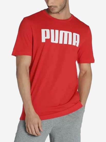 Акція на Футболка бавовняна довга чоловіча Puma ESS PUMA Tee M 84722304 M High Risk Red від Rozetka