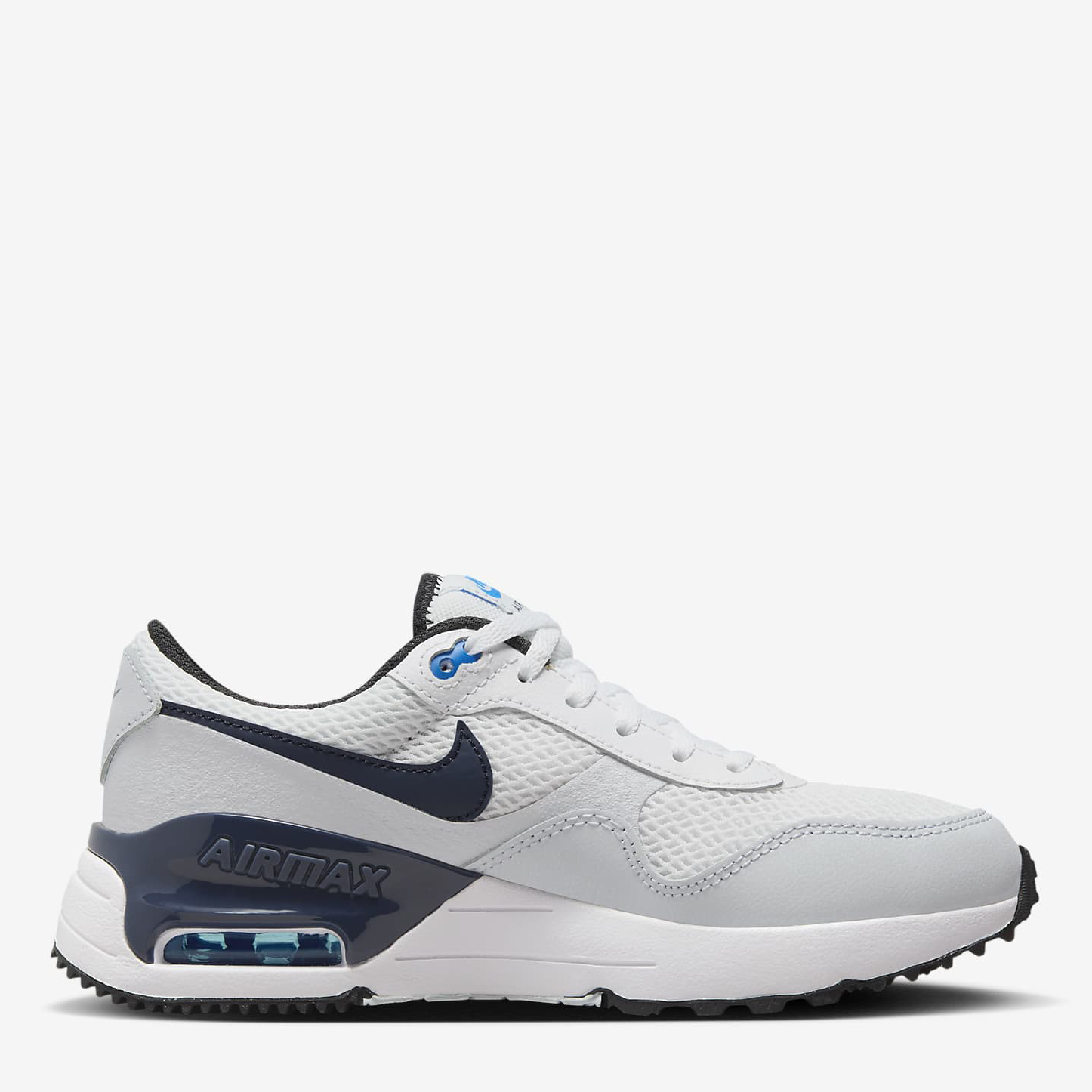 Акція на Підліткові кросівки для хлопчика Nike Air Max Systm (Gs) DQ0284-112 36 (4Y) White/Thunder Blue-Football Grey від Rozetka