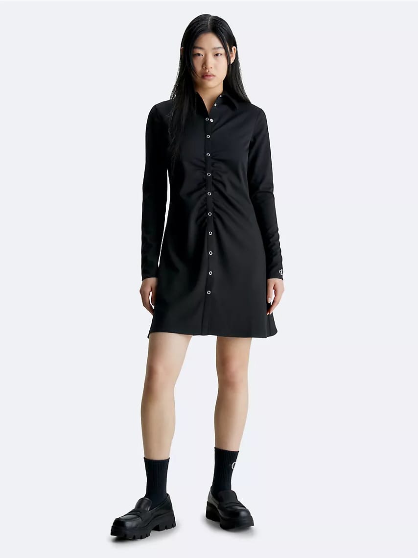 Акція на Сукня-сорочка коротка осіння жіноча Calvin Klein 131952759 XS Чорна від Rozetka