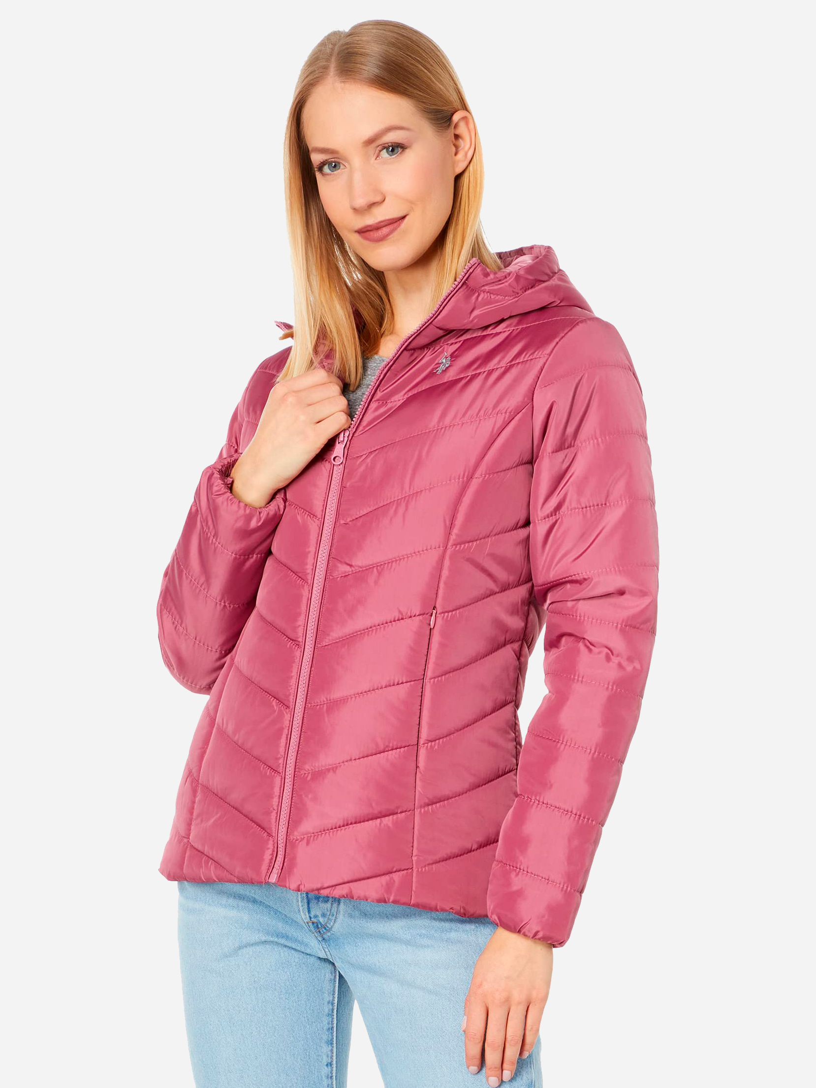 Акція на Куртка демісезонна з капюшоном жіноча U.S. Polo Assn 393884311 XL Рожева від Rozetka
