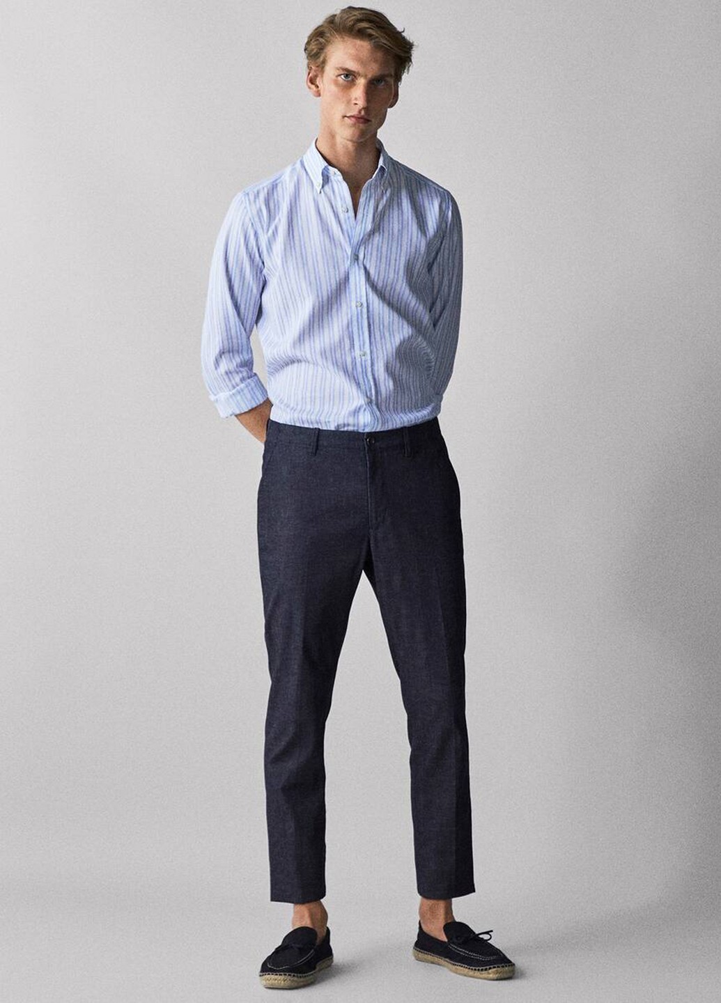

Рубашка Massimo Dutti 123 XXL бело - синий 07200106073403