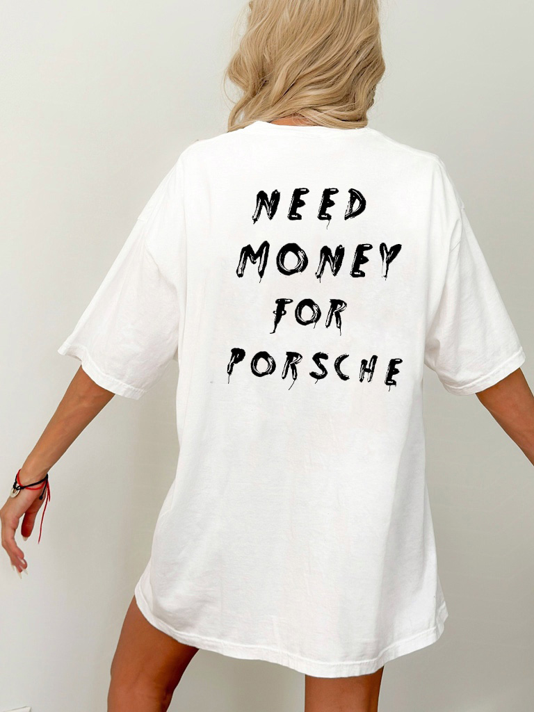 Акція на Плаття-футболка коротке літнє жіноче Love&Live Need money for Porsche (back) LLP04824 XL-XXL Біле від Rozetka