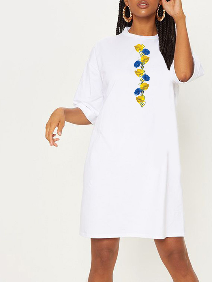 Акція на Плаття-футболка коротке літнє жіноче Love&Live Poppies on embroidered shirt LLP04826 XL-XXL Біле від Rozetka