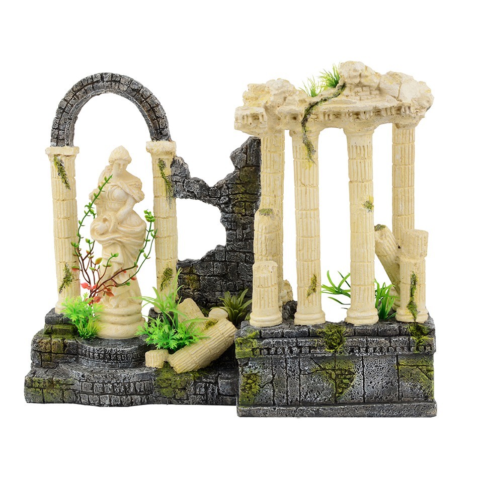 

Декорация Tetradon Римские руины с растениями и статуей 39х13х31 см (RP109H)