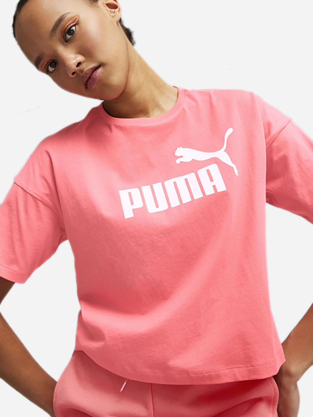 Акція на Футболка Puma Ess Cropped Logo Tee 58686691 XS Loveable від Rozetka