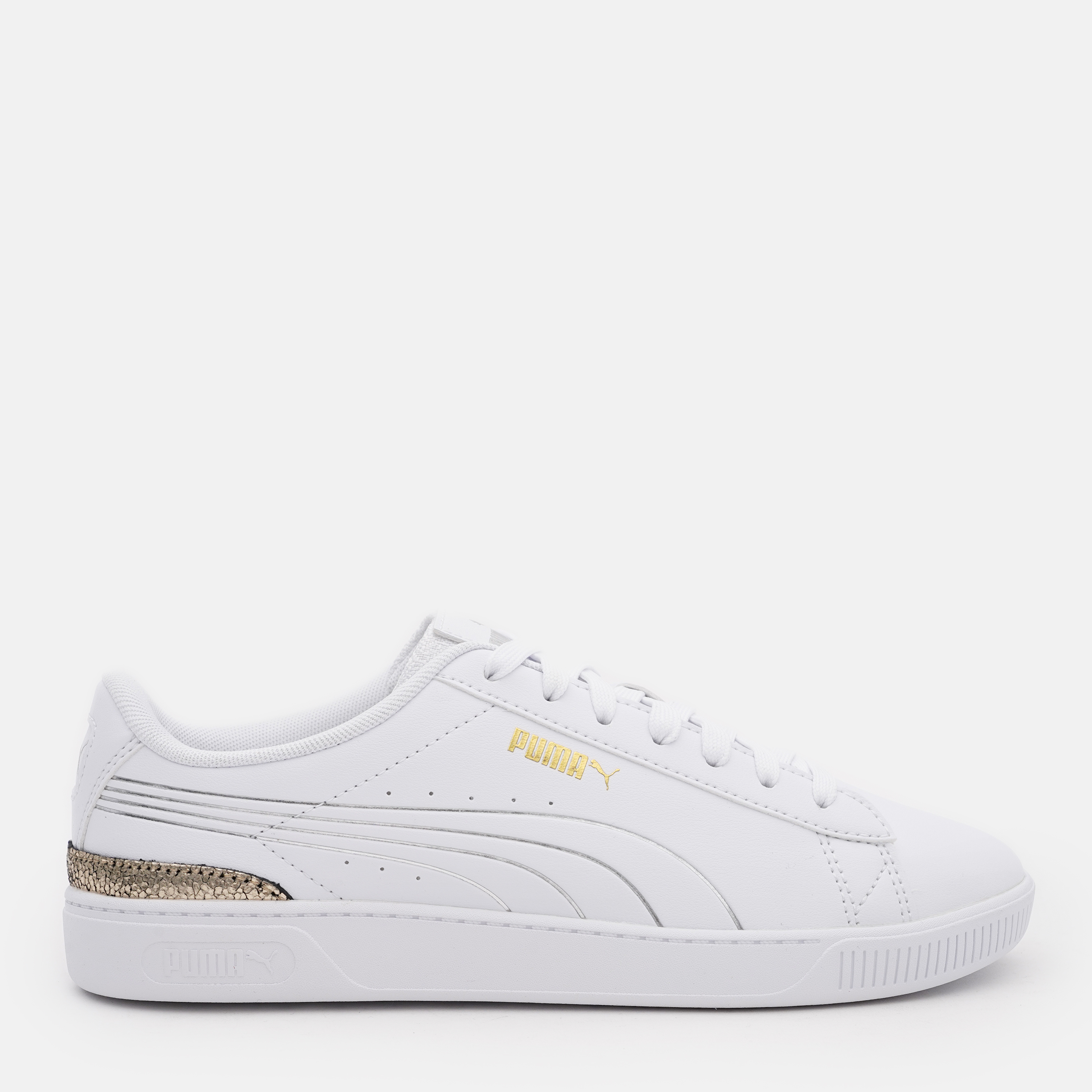 Акція на Жіночі кеди низькі Puma Vikky v3 Metallic Shine 39508501 40 (6.5UK) 25.5 см Puma White-Puma Gold-Puma Silver від Rozetka