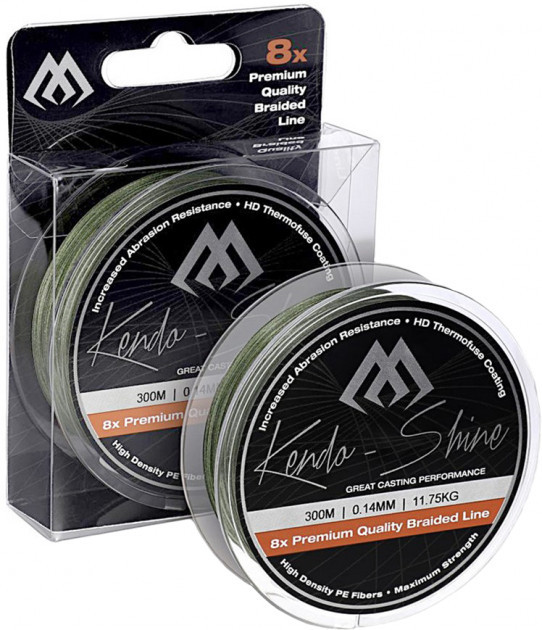

Шнур рыболовный Mikado Kendo Shine Braid 300 м 0.14 мм 11.75 кг Green