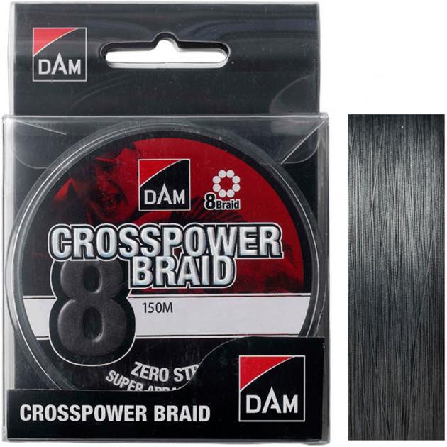 

Шнур рыболовный DAM Crosspower 8-Braid 150 м 0.10 мм 5.4 кг 12 Lb Dark Grey