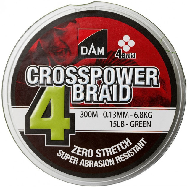 

Шнур рыболовный DAM Crosspower 4-Braid 300 м 0.13 мм 6.8 кг 15 Lb Green