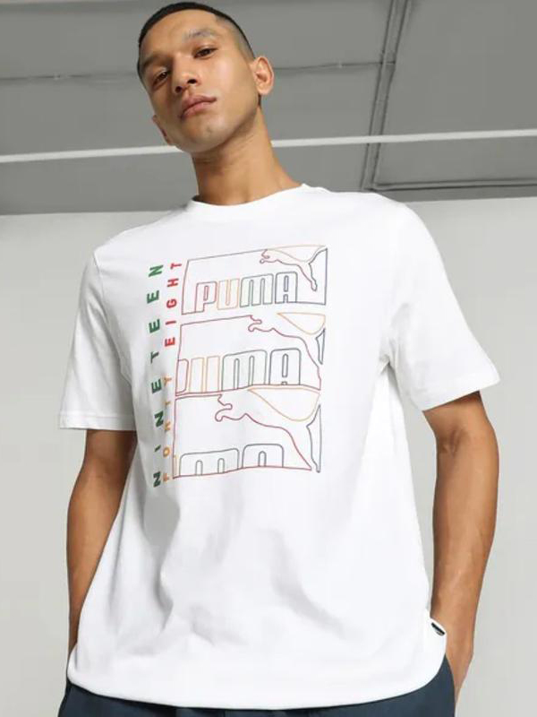 Акція на Футболка бавовняна довга чоловіча Puma GRAPHICS Triple Logo Tee 68017302 L White від Rozetka