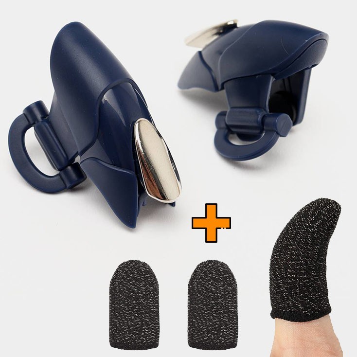 

Игровые контроллеры Marpiel Blue Shark (геймпад триггеры курки для смартфона для PUBG) + напальчники