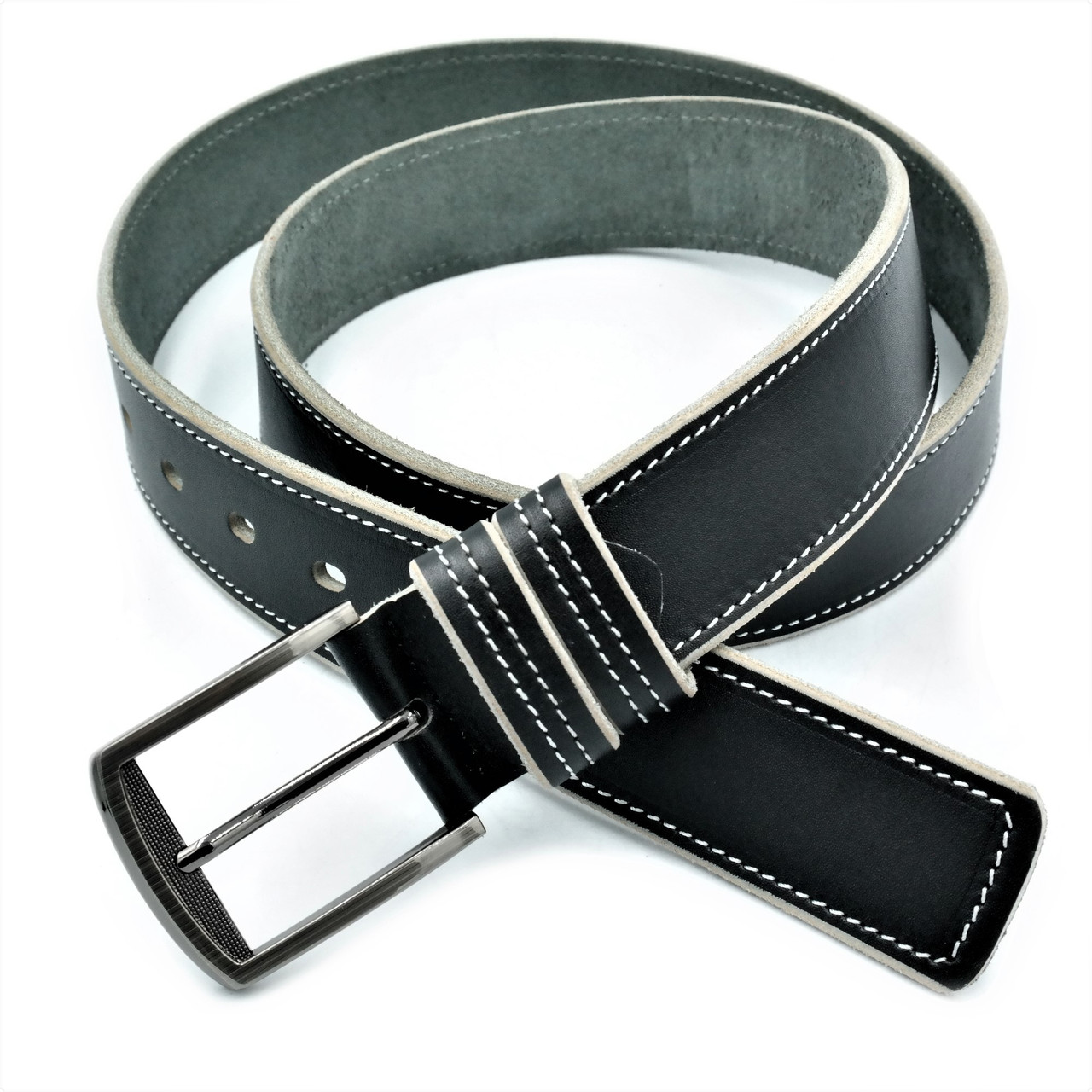 

Мужской кожаный ремень Weatro 110-125х4 см Черный 000147517