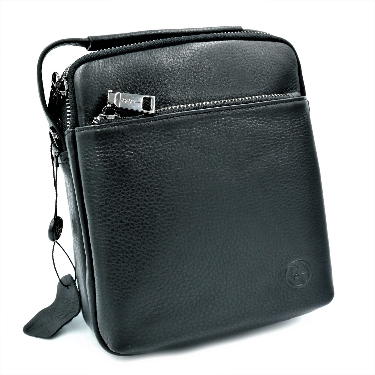 

Мужская кожаная сумка H.T.Leather 20х17х8 см Черный 000146570