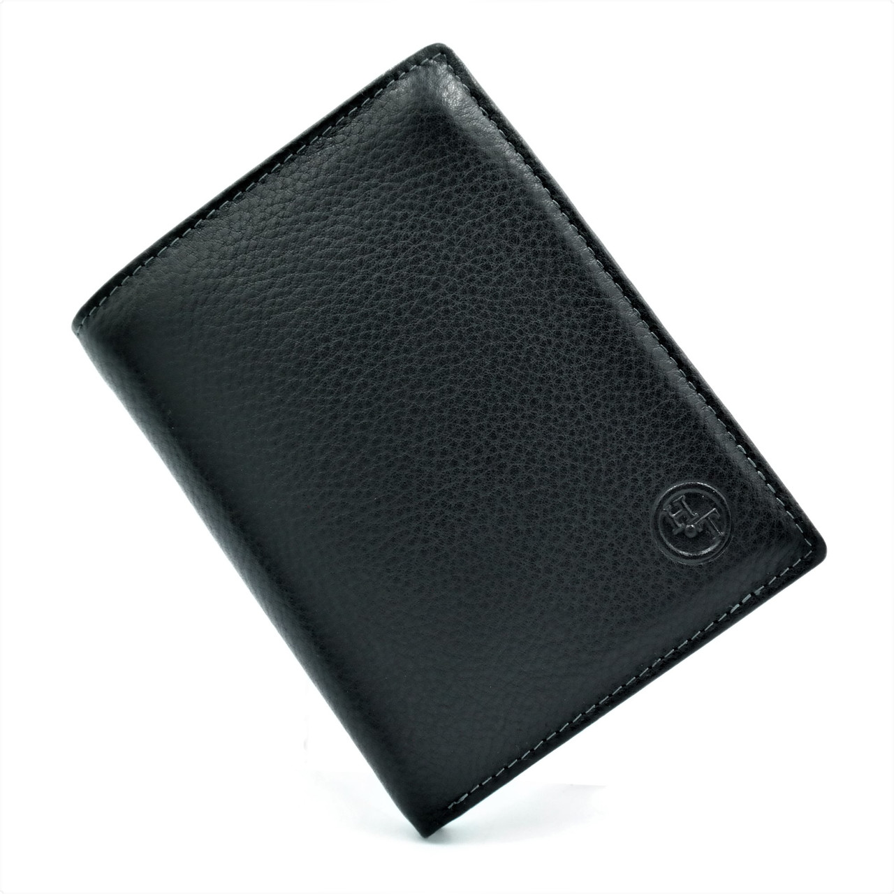 

Мужской кожаный кошелек H.T.Leather 14х10х2 см Черный 000146584