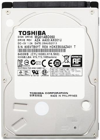 

Жесткий диск Toshiba 500ГБ 5400об/м 8МБ 2.5" SATA II (MQ01ABD050V)