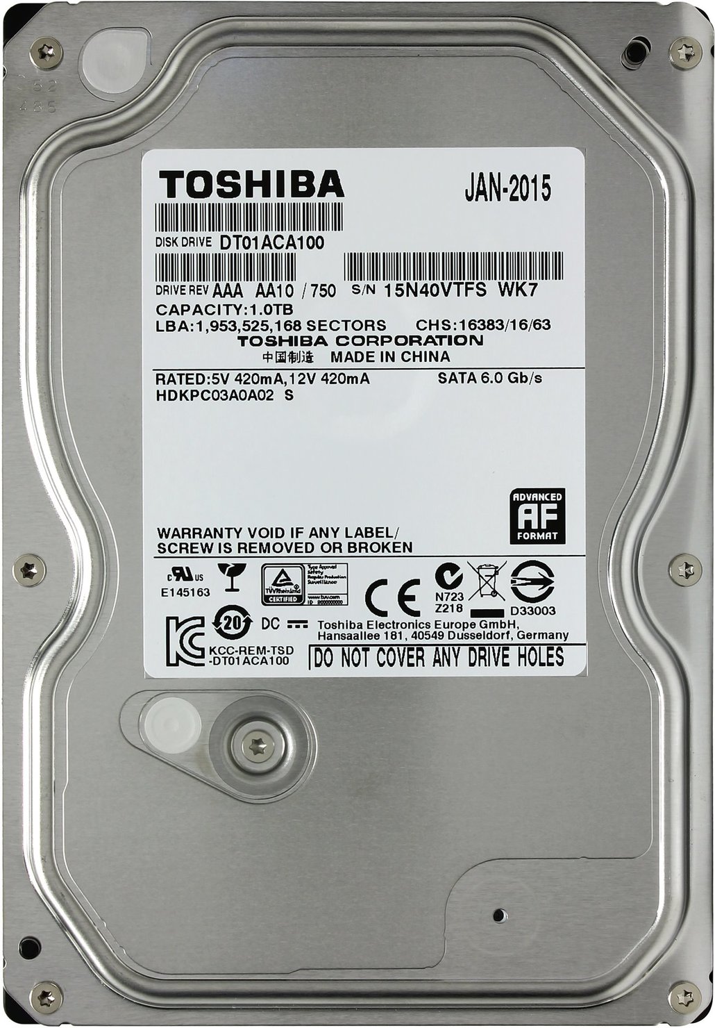 

Жесткий диск Toshiba 1ТБ 7200об/м 32МБ 3.5" SATA III (DT01ACA100)