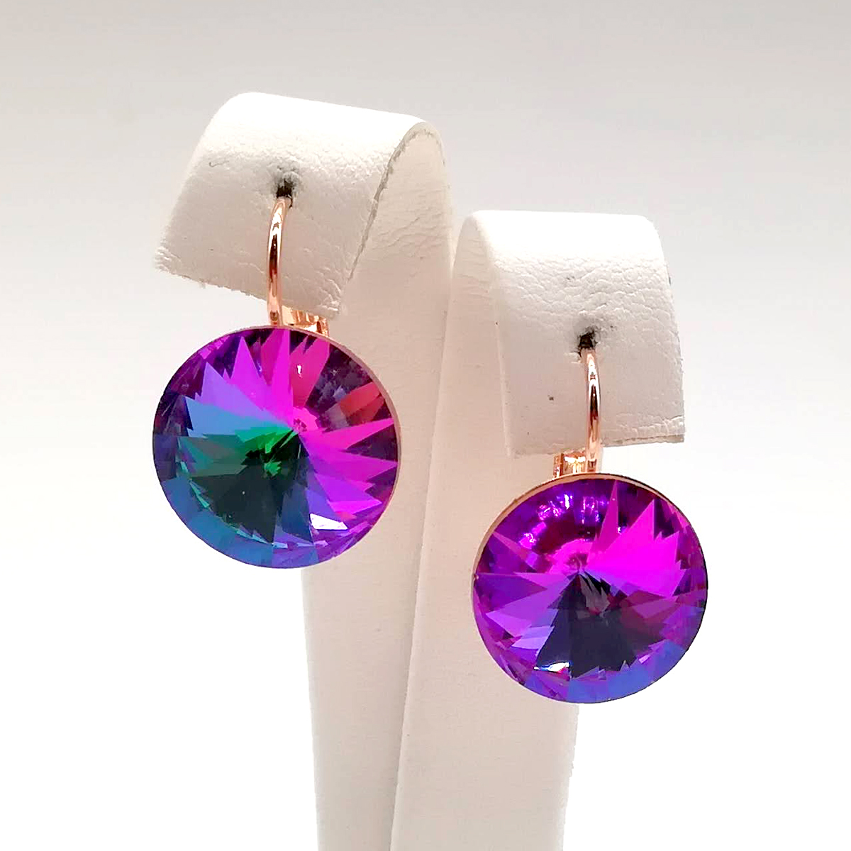 

Серьги SONATA из медицинского золота, кристаллы Swarovski фиолетово-синего цвета, позолота PO, 24718