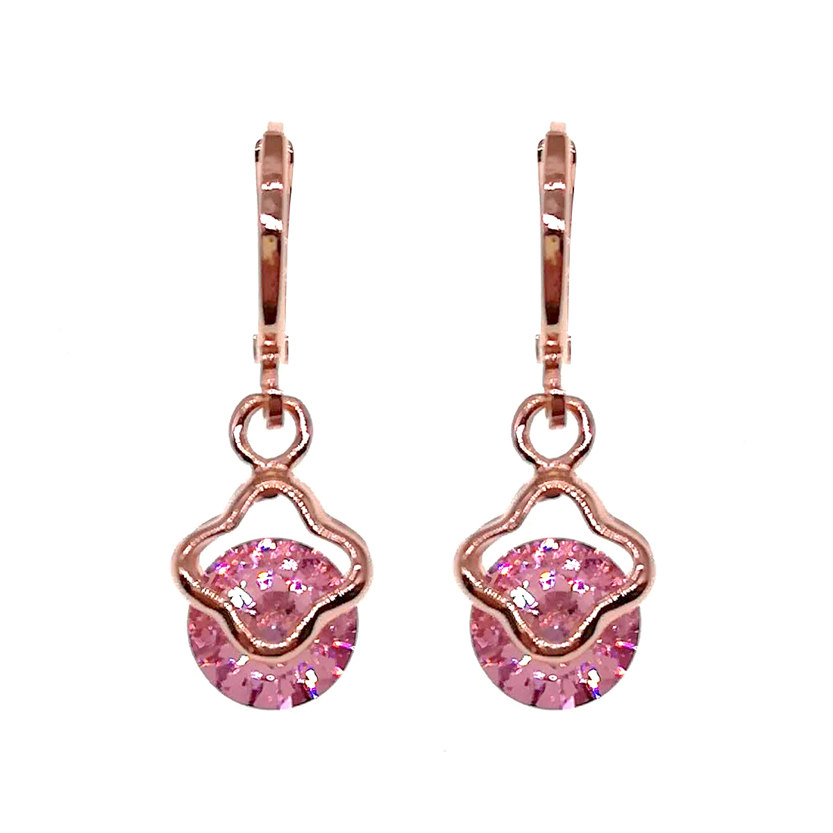 

Серьги SONATA из медицинского золота, розовые фианиты, позолота PO, 24066