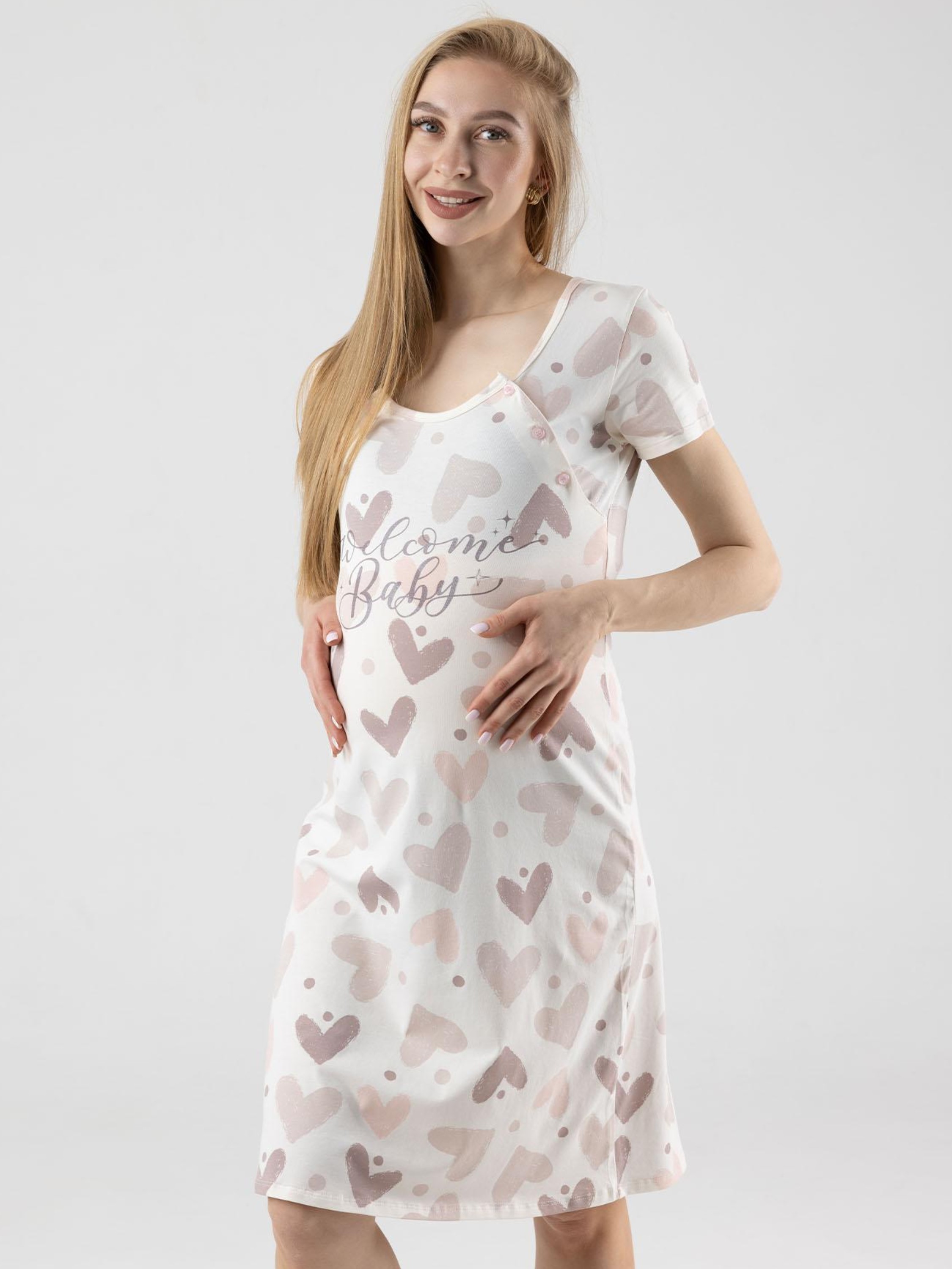 Акція на Нічна сорочка жіноча бавовняна для вагітних Roksana MOTHER 413 XL Біла\Бежева від Rozetka