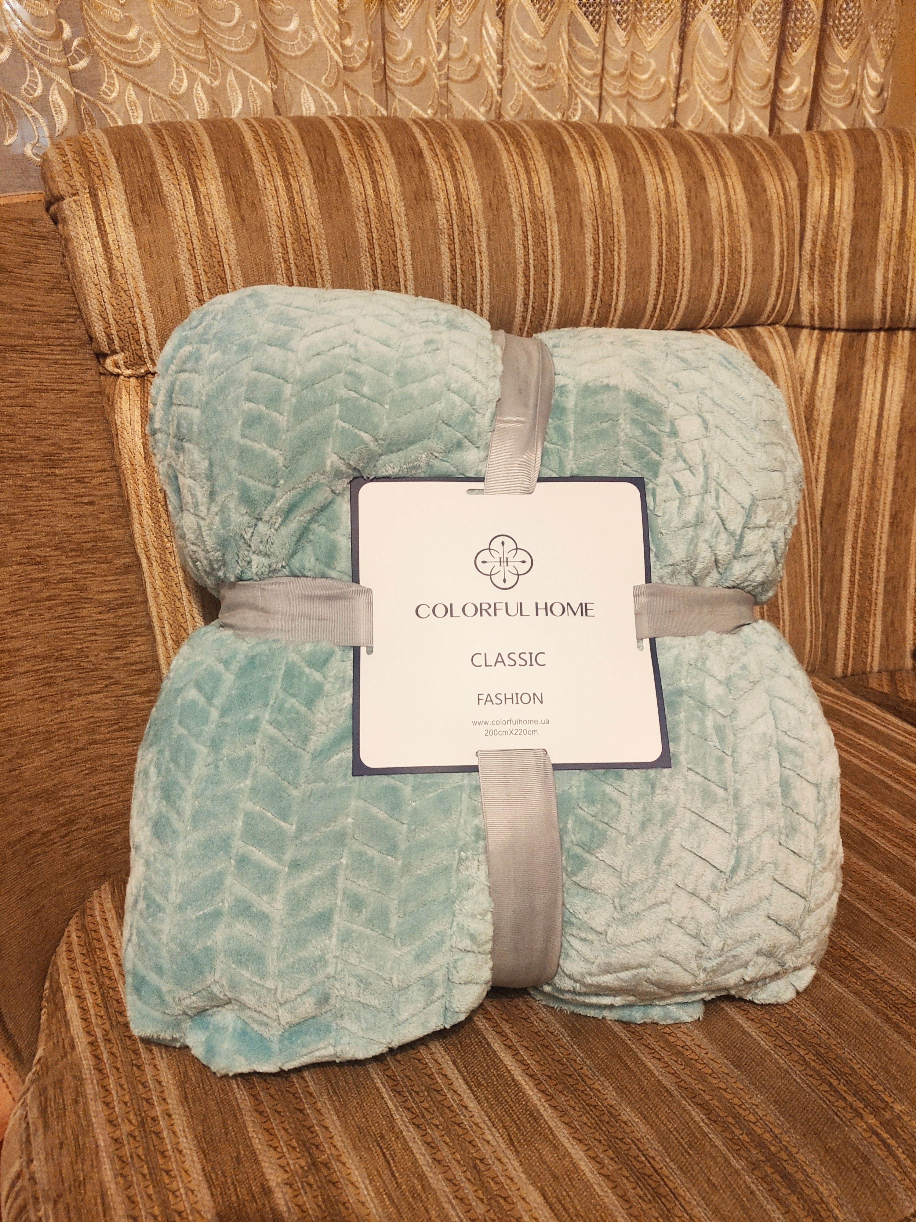 

Плед двухсторонний косичка COLORFUL HOME MINT 200х220 см