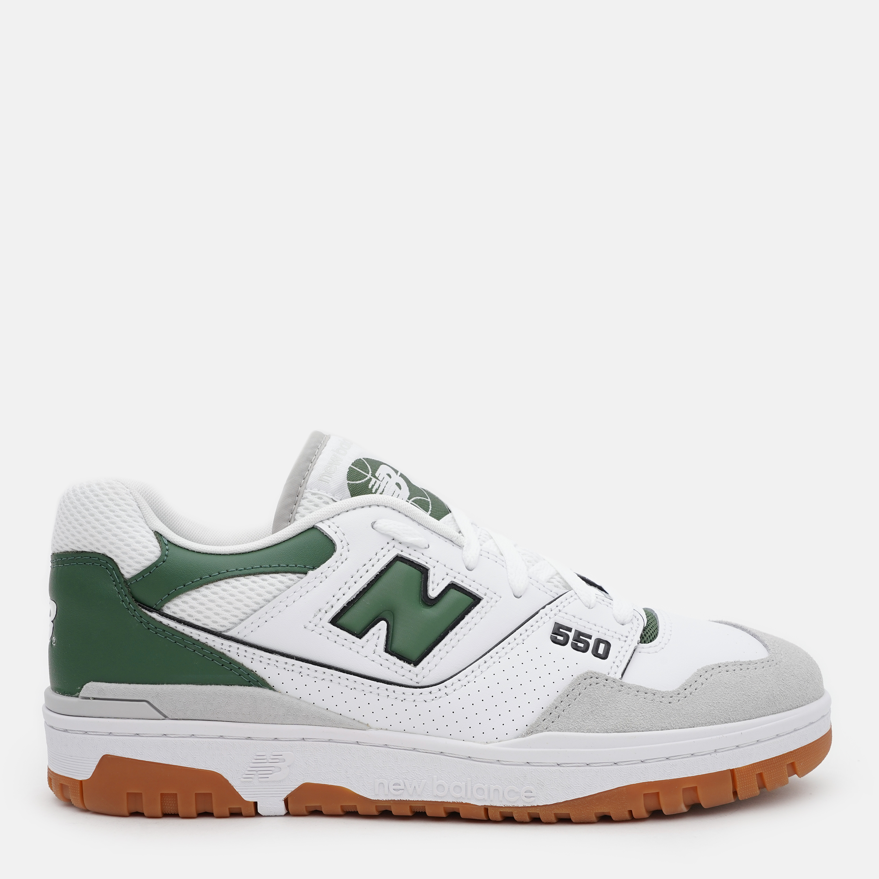 Акція на Чоловічі кеди низькі New Balance 550 BB550ESB 45.5 (11.5US) 29.5 см Білий/Зелений від Rozetka