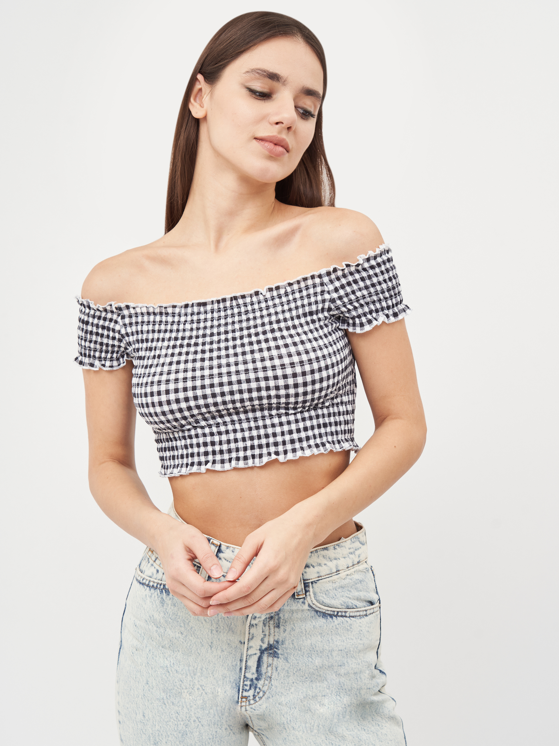 

Топ H&M KK5988077 XXS Черный-Белый