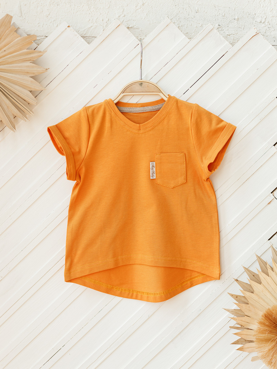

Футболка Simply MagBaby с карманом горчичная