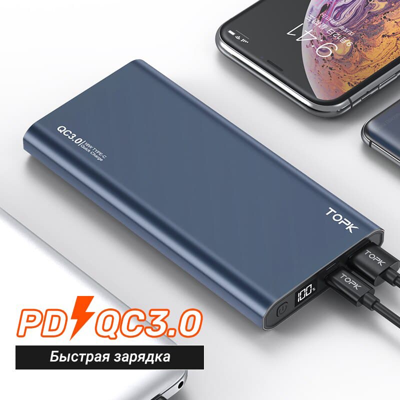 

УМБ Power Bank TOPK I1006P 10000 mAh QC/PD 18W Blue