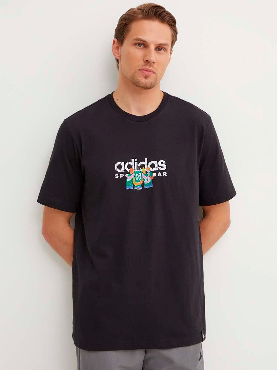 Акція на Футболка бавовняна чоловіча Adidas M Codes Spw L T IY0729 S Чорна від Rozetka