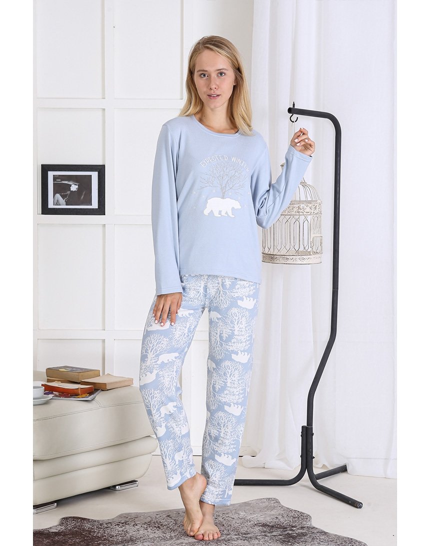 

Домашний комплект Pijamoni из футболки с длинными рукавами и брюк M голубой (4300-2)