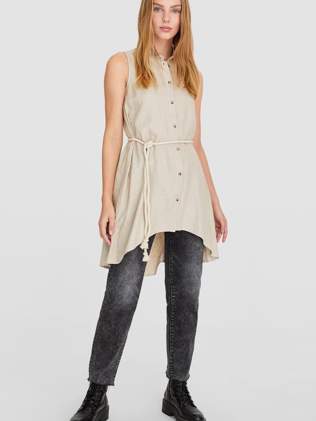

Туника Stradivarius 06203590450  Бежевая, Туника Stradivarius 06203590450 L Бежевая