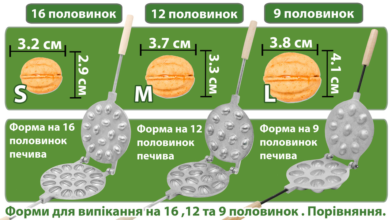 Форма для выпечки орешек на газу 16 орехов - Орешница - Форма для выпечки  орешков со сгущенкой на газу - Форма для печенья орешки - Форма для  выпекания орешков Corby 16 половинок –