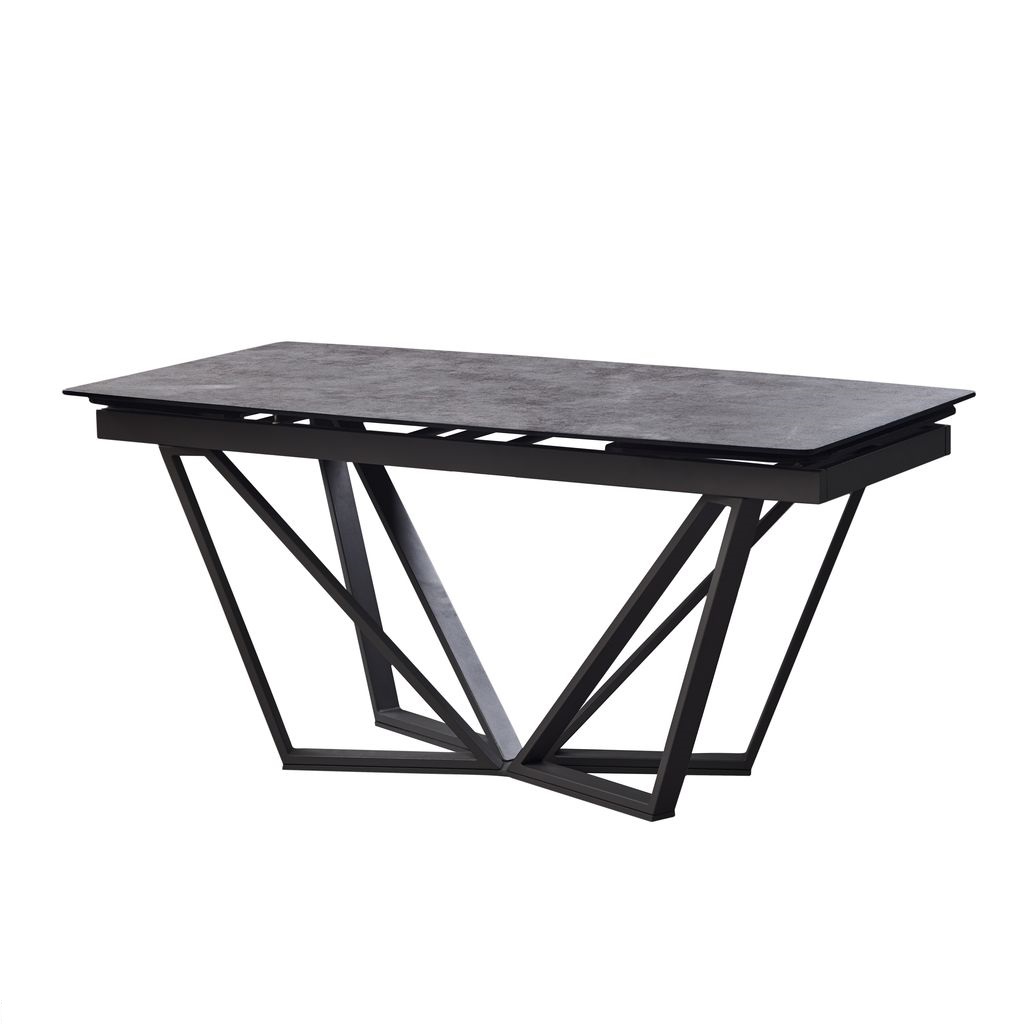 

Обеденный раскладной стол в гостиную, кухню Harbor Iron Grey 160(240)x90 стекло серый/металл графит цвет Concepto