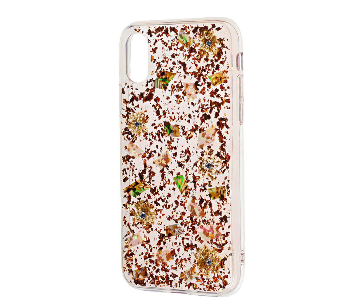 

Чехол для iPhone X / Xs Kingxbar crystals золотистый "конфети"