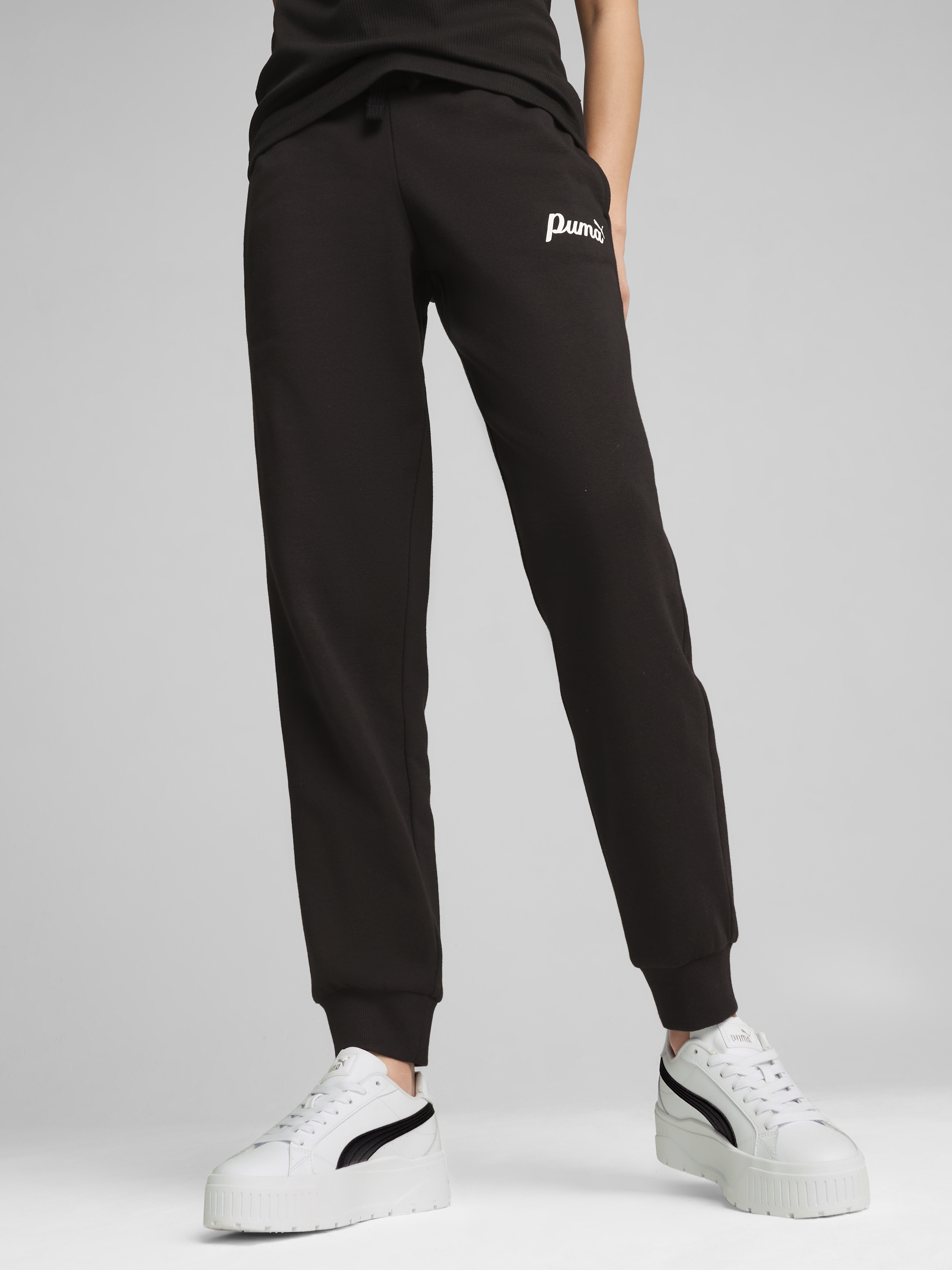 Акція на Спортивні штани на флісі жіночі Puma Ess+ Script Pants Fl 68153601 M Чорні від Rozetka