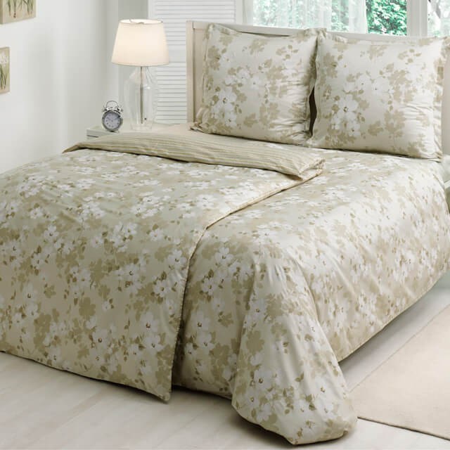 

Семейный комплект TAC Shadow Olive Сатин-Delux цвет оливкивый с мелким цветочным принтом