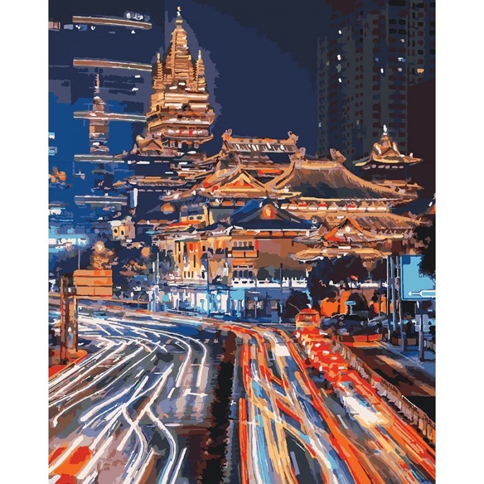 

Картина по номерам на холсте Ночной Шанхай (КНО3543) 40х50