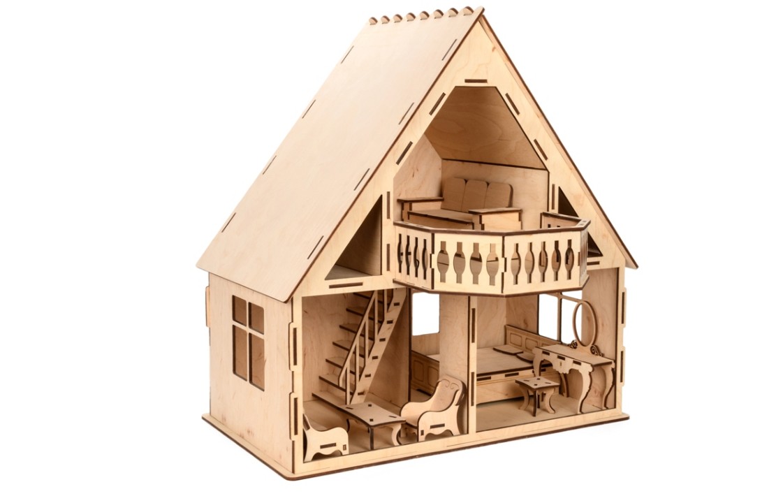 

Кукольный дом с балконом из экологического дерева АrtMade "COUNTRY HOUSE" 51 см
