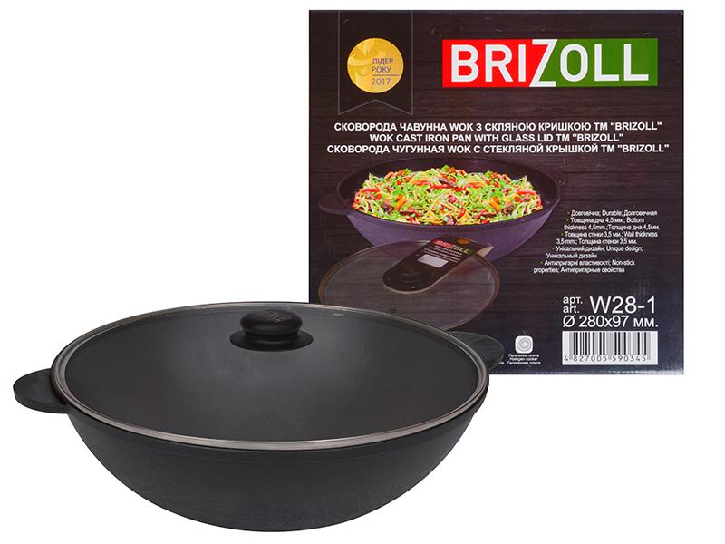 

Сковорода Wok Brizoll с крышкой 280x96 мм