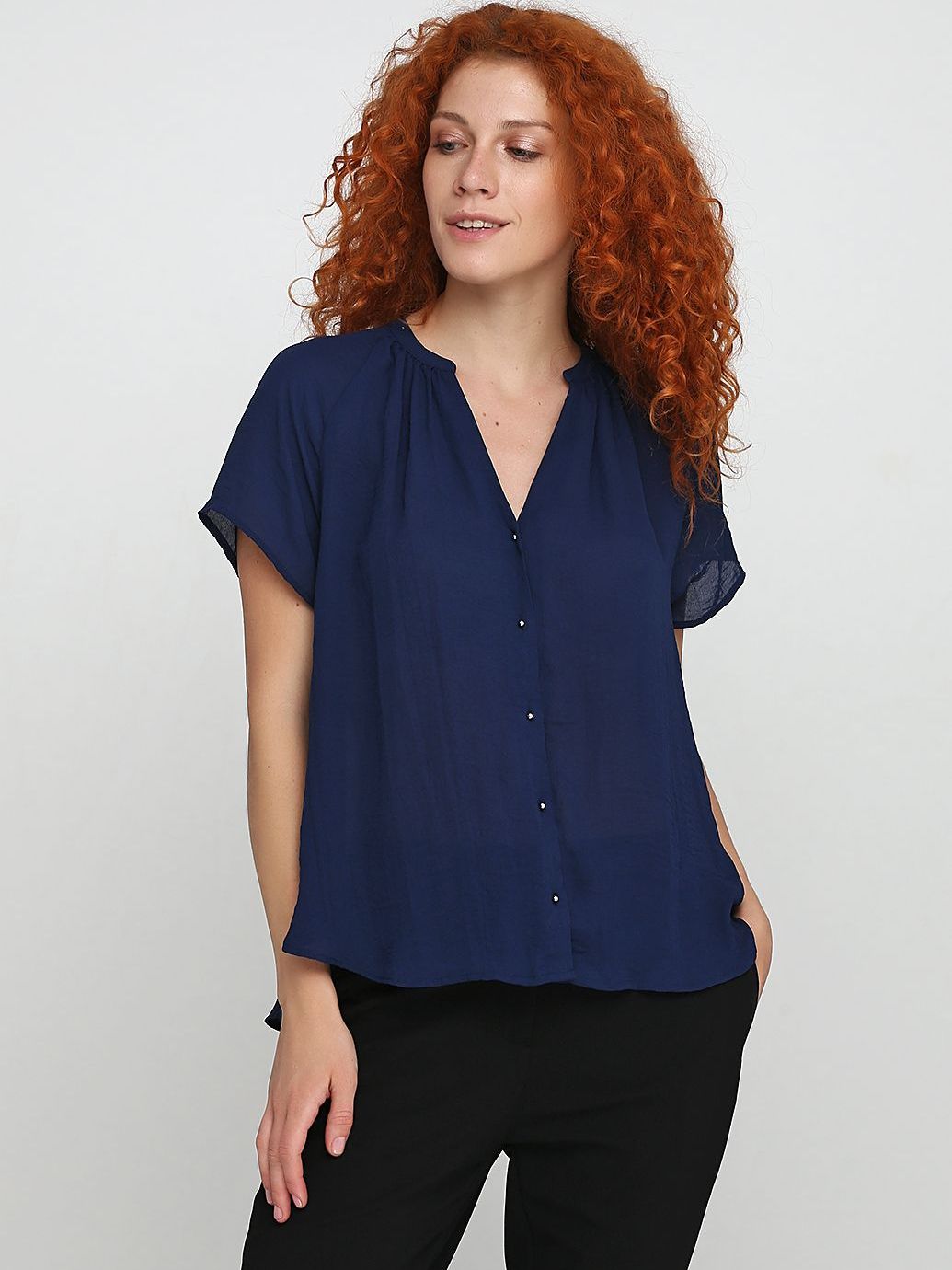 

Блузка H&M 4977135RP1 40 Темно-синяя