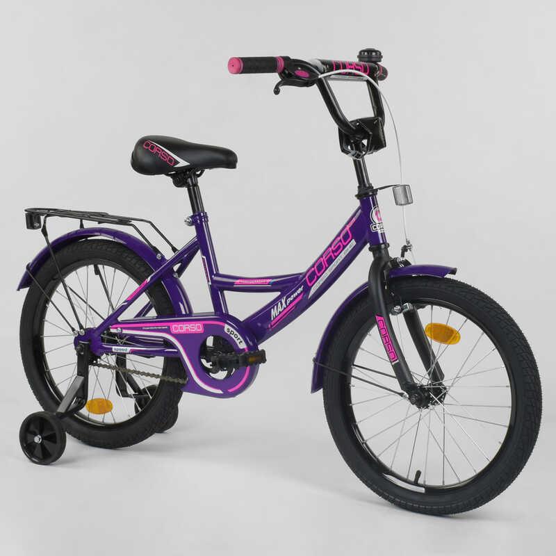 

Велосипед 18" дюймов 2-х колёсный "CORSO" CL-18 R 5020 (1) ФИОЛЕТОВЫЙ, ручной тормоз, звоночек, доп.