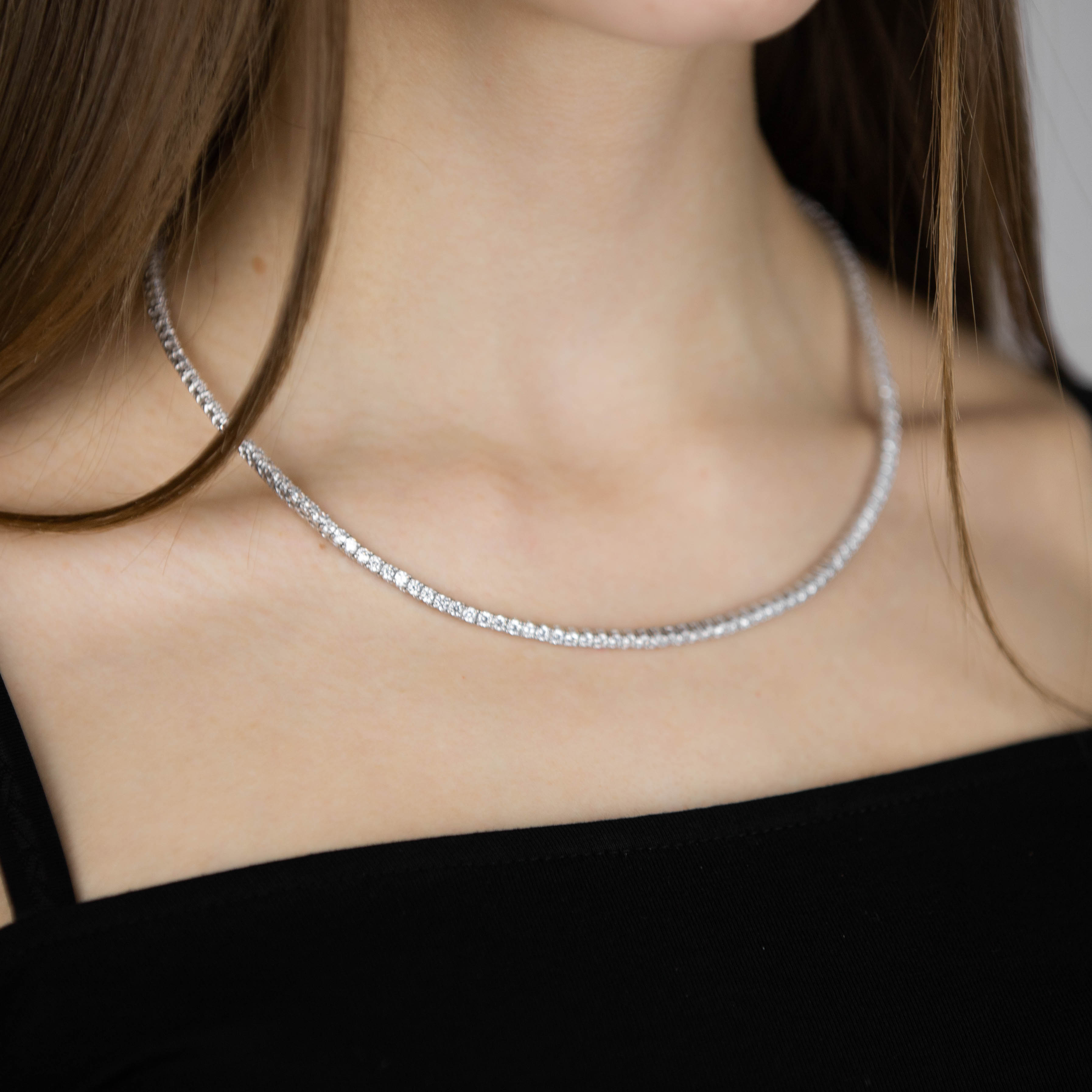 

Серебряное колье с фианитами ko14527 Диамант, 45 размер