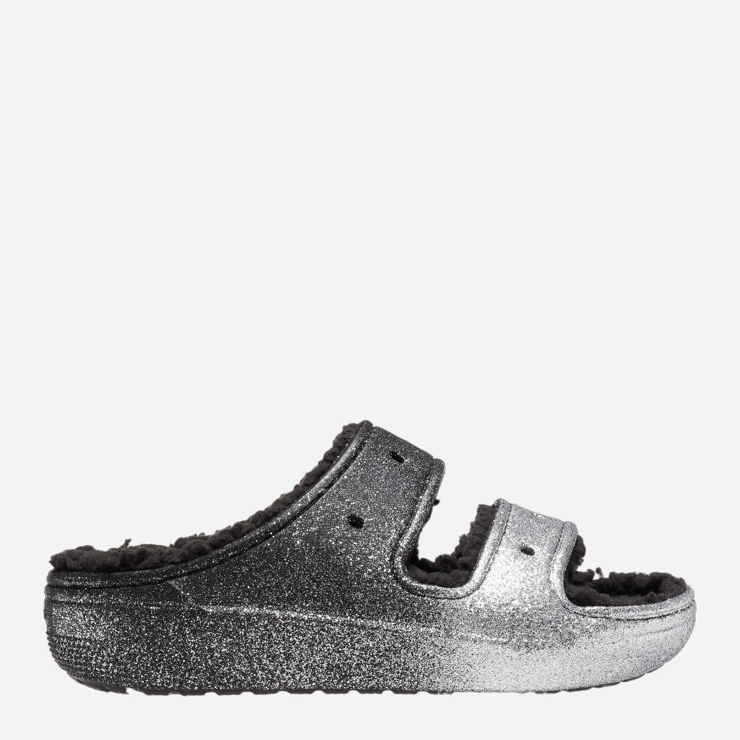 Акція на Жіночі шльопанці Crocs Classic Cozzzy Glitter CR208124 38-39 (M6/W8) 24 см Чорний/Сріблястий від Rozetka