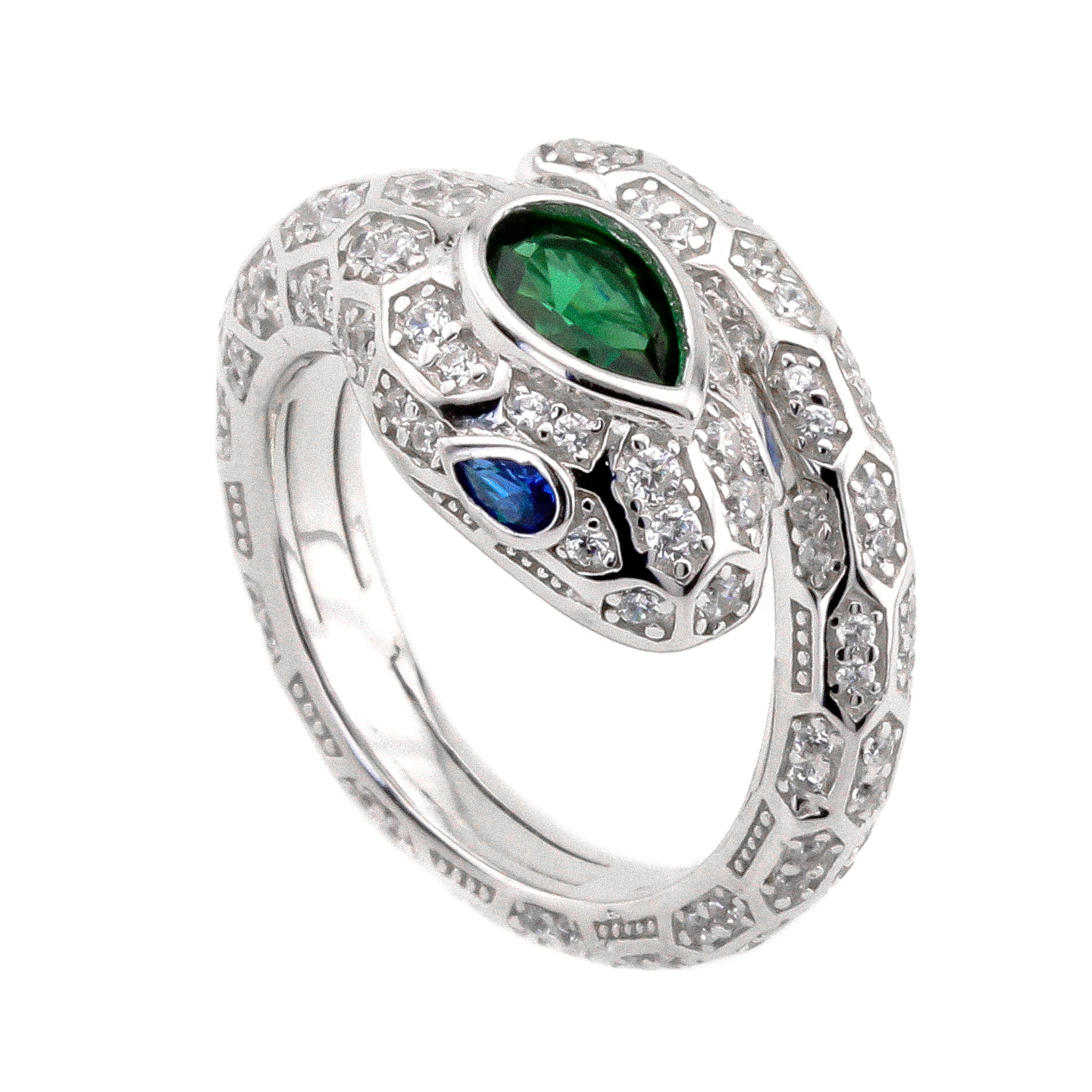 

Серебряное кольцо "Змея" с фианитами K11737 Диамант, 16 размер