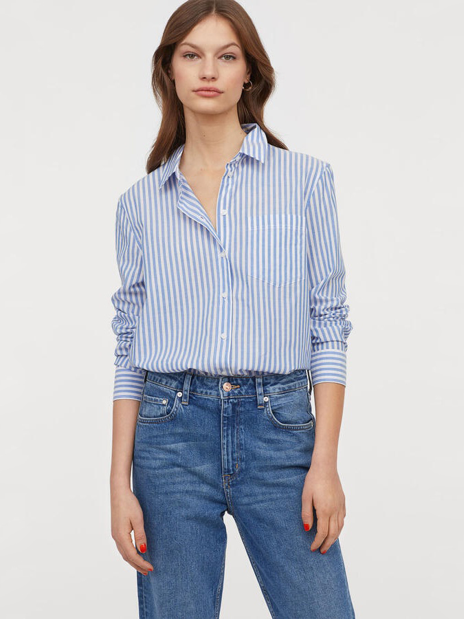 

Рубашка H&M 060675068 46 Синяя с белым