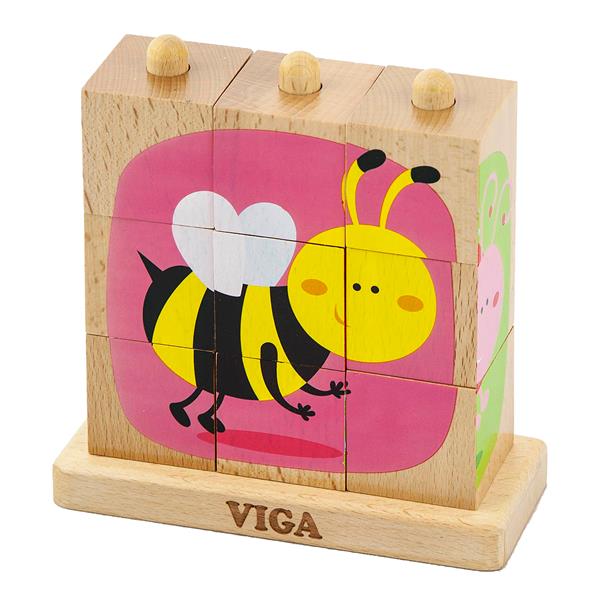 

Дерев'яні кубики-пірамідка Viga Toys Комахи (50158)