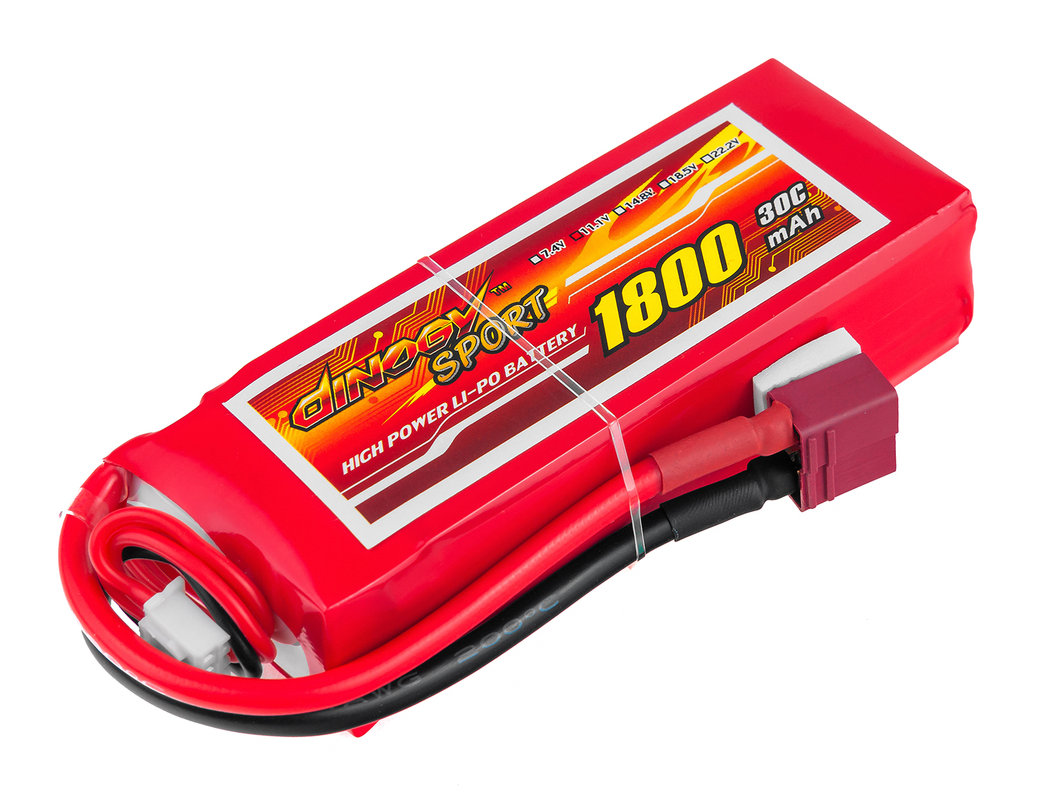 

Аккумулятор Dinogy Li-Pol 1800mAh 11.1V 3S 30C 24x35x84мм T-Plug